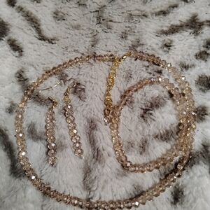 Handmade elegant dainty three piece set of champagne colored jewelry